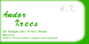 andor krecs business card